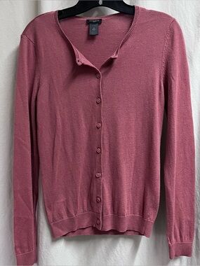 Womens Ann Taylor Dusty Rose Pink  Long Sleeve Button Down Cardigan XSmall